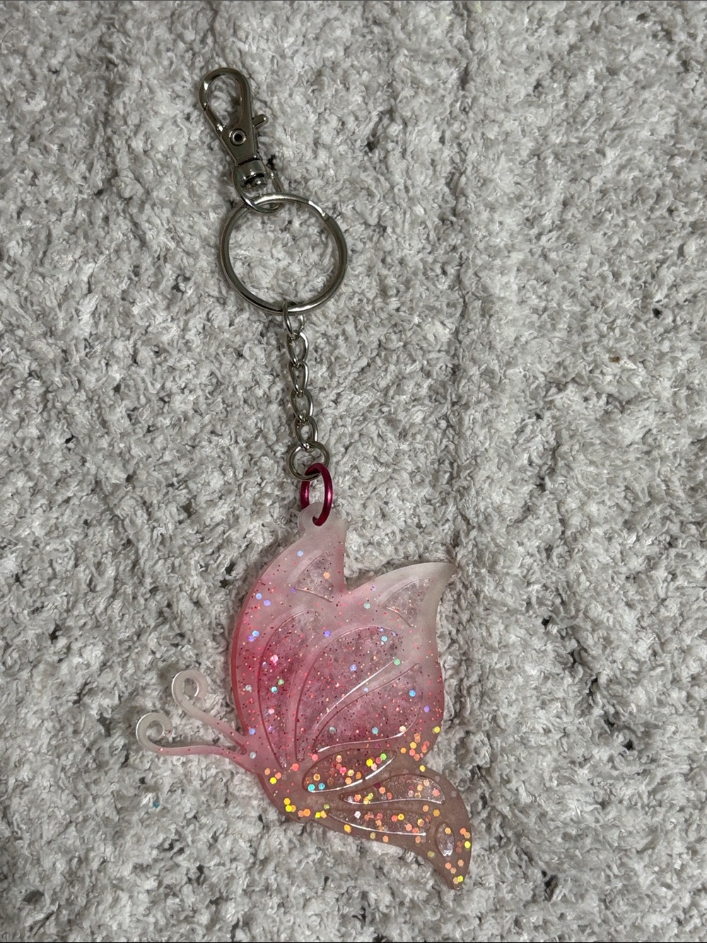 Pink Butterfly Keychain (handmade)